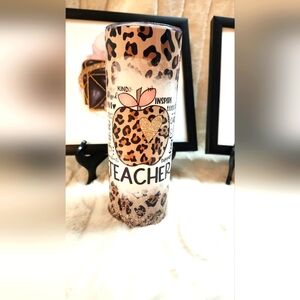 Leopard Print Teacher Tumbler. Hand Crafted